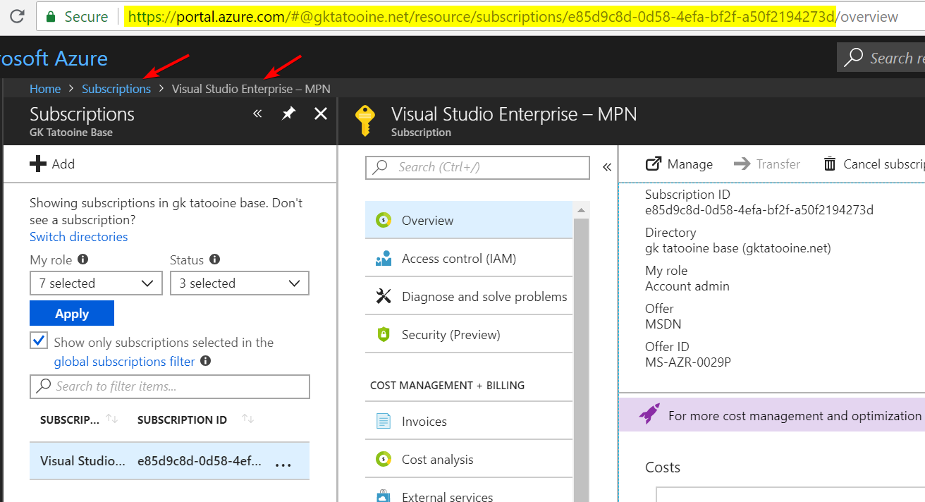 AzureSubscriptionsUrl