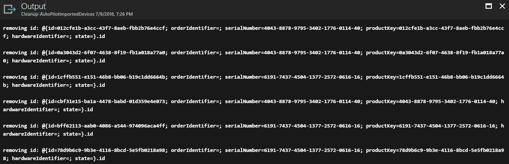 CleanupRunbookOutput