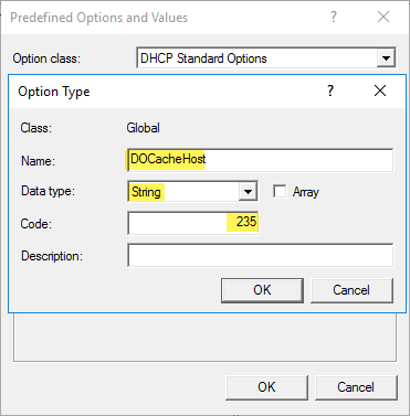 DHCP option id 235