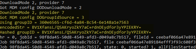 PowerShell Get-DeliveryOptimizationLog output with clear text group ID