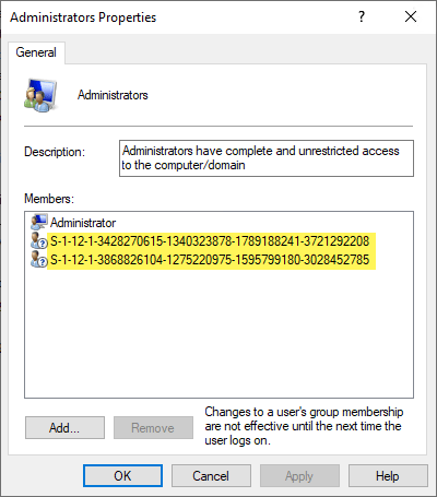 Local Administrators groups with Azure AD SIDs