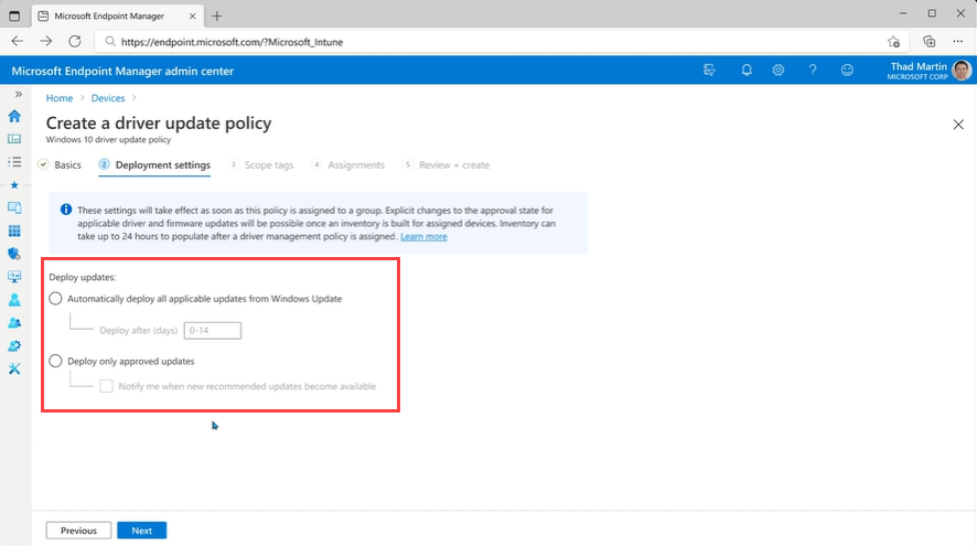 Microsoft Intune Windows Update for Business (WUfB) - Windows 10 driver update policies - scheduling and timing