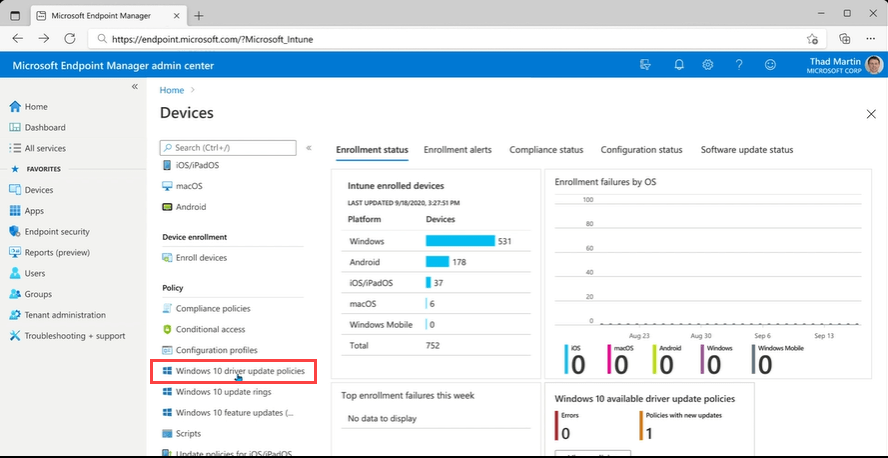 Microsoft Intune Windows Update for Business (WUfB) - Windows 10 driver update policies