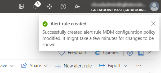 Azure Monitor Log Analytics Alert rule created