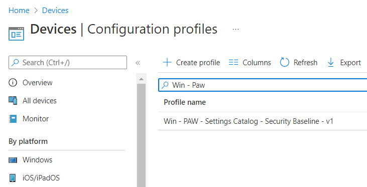 Intune Configuration Policy