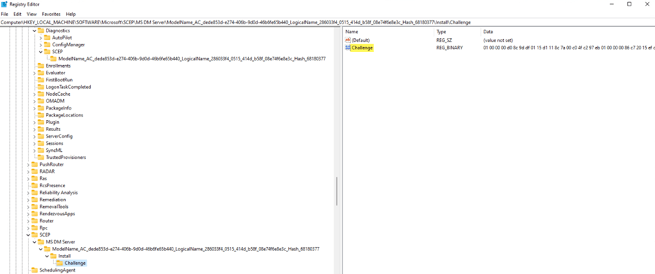 registry SCEP Challenge entry