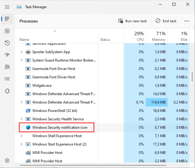 Windows Security notification icon