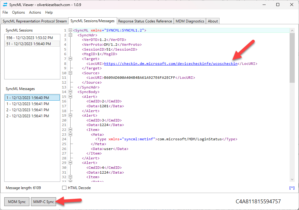 SyncML Viewer with MMP-C support